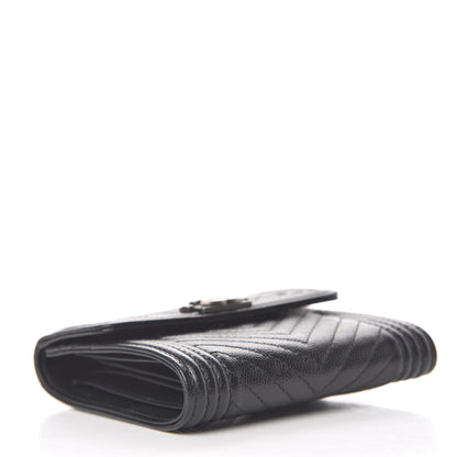 Chanel Caviar Chevron Quilted Boy Compact Wallet Black 4 of 9