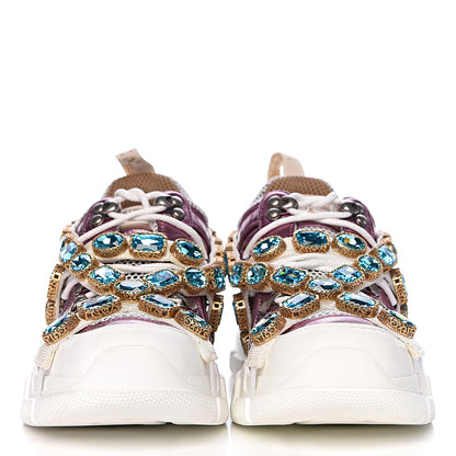 Gucci X SEGA Metallic Calfskin Mesh Removable Crystals Womens Flashtrek Sneakers 36 Rosa Great White Silver 2 of 10