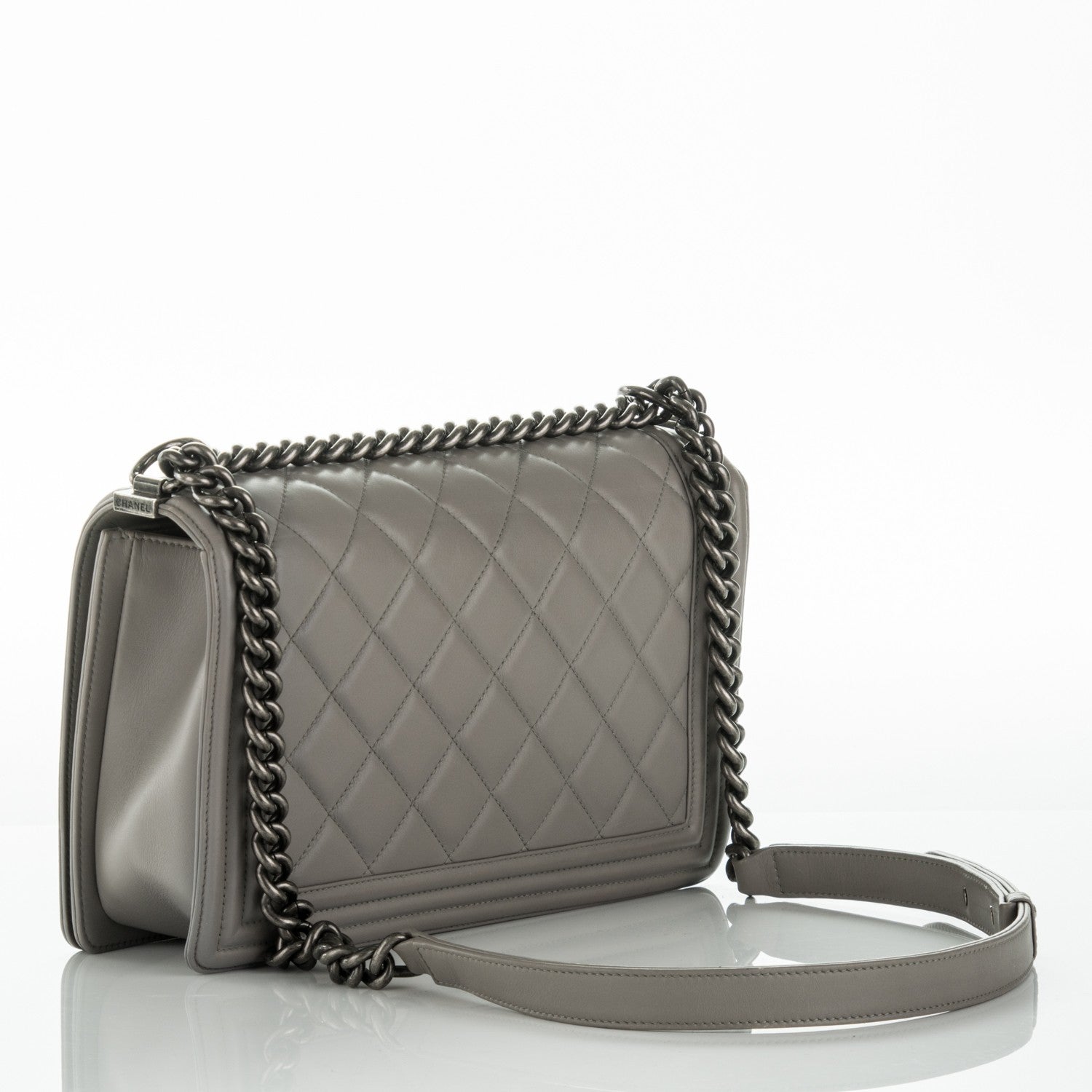 Chanel Calfskin Quilted New Medium Boy Grey 3 of 9