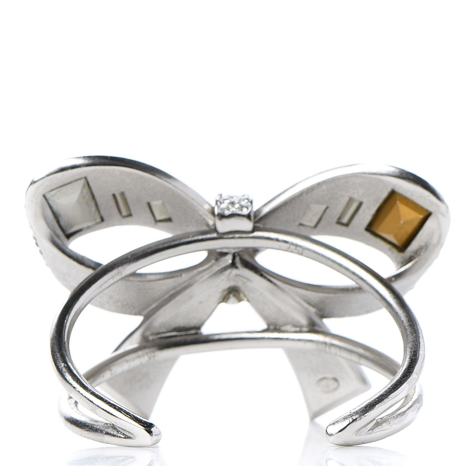 Chanel Baguette Crystal CC Bow Cuff Silver 3 of 5