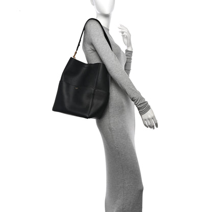Celine Soft Grained Calfskin Sangle Bucket Bag Black 2 of 11