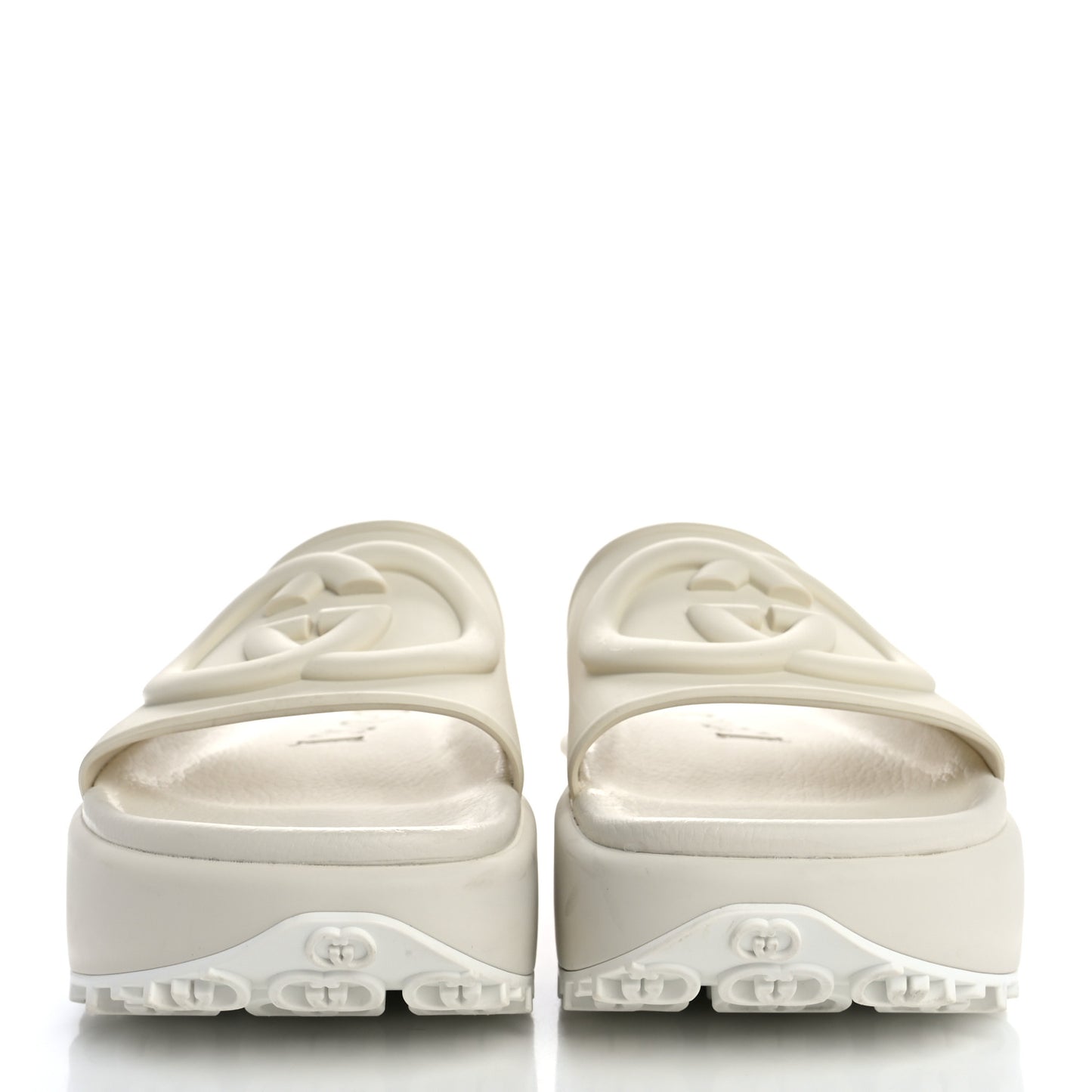 Soft Rubber Womens Interlocking G Platform 42mm Slide Sandals 39 Off White