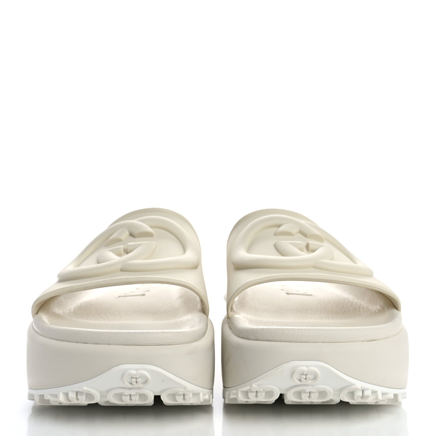 Gucci Soft Rubber Womens Interlocking G Platform 42mm Slide Sandals 39 Off White 2 of 11
