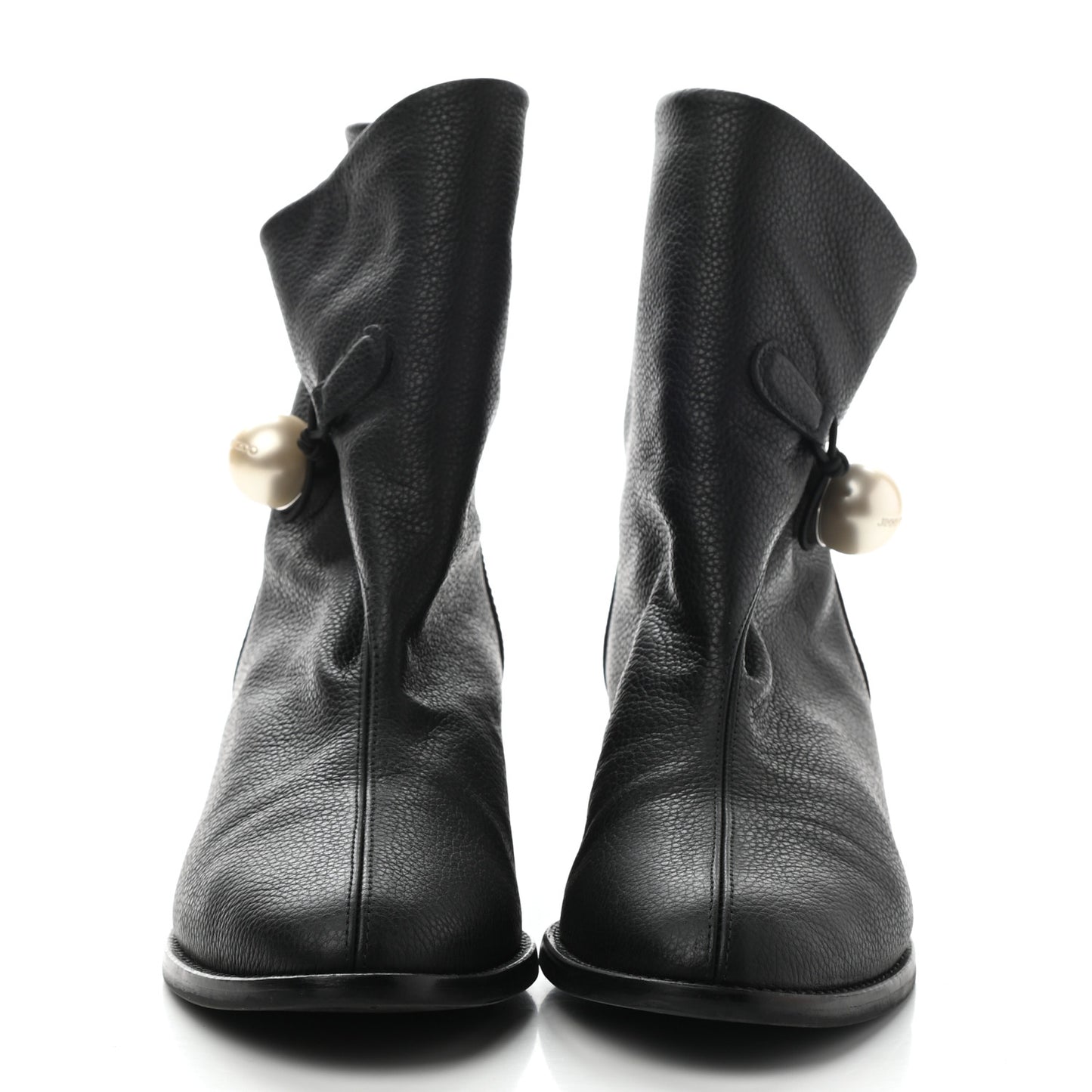 Grainy Calfskin Beatrice Flat Boots 38 Black