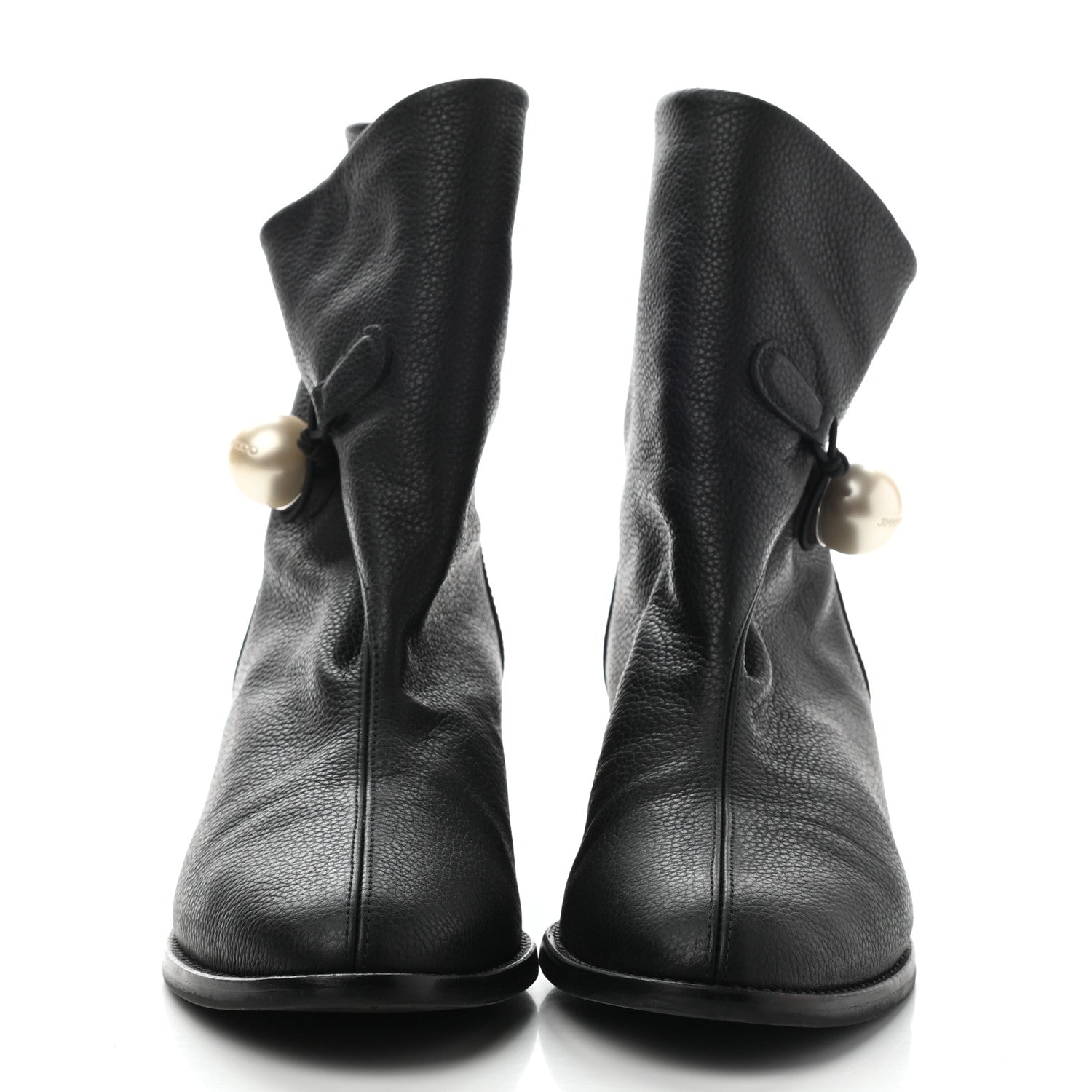 Jimmy Choo Grainy Calfskin Beatrice Flat Boots 38 Black 2 of 7