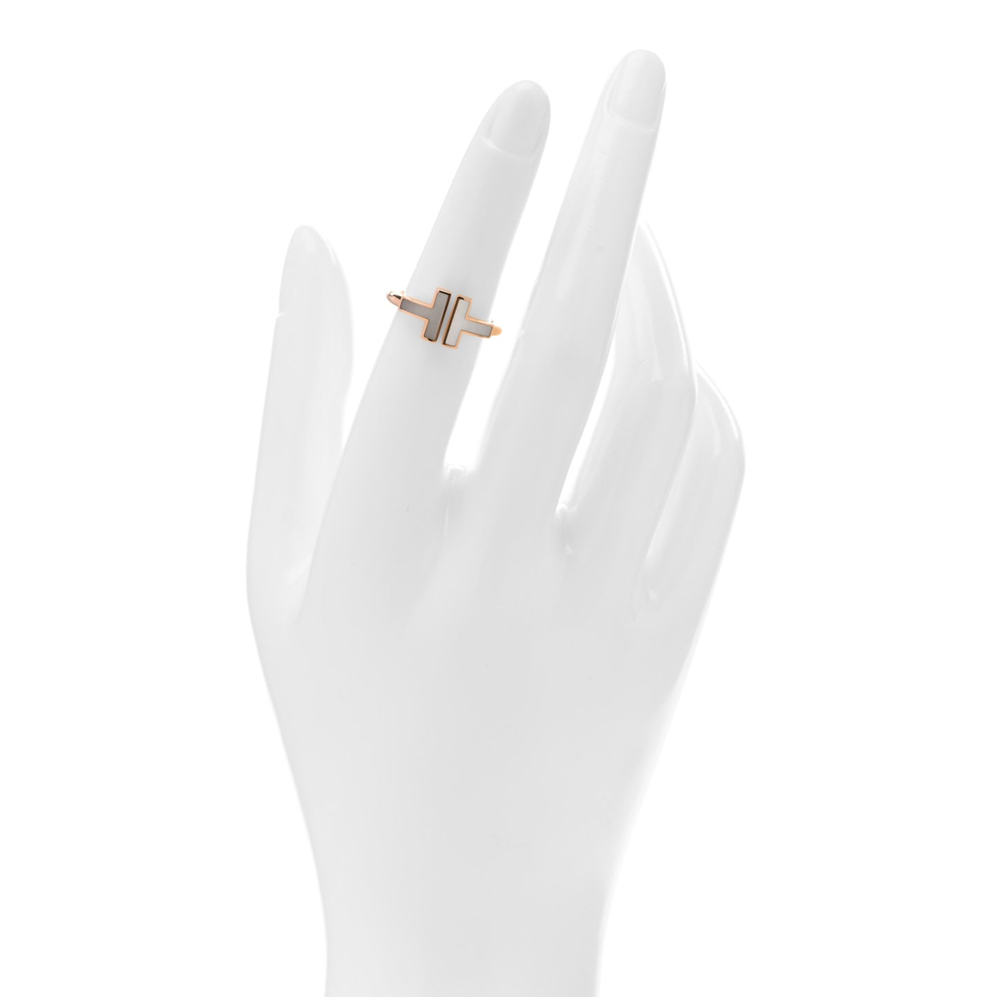 18K Rose Gold Mother of Pearl T Wire Ring 50 5.25