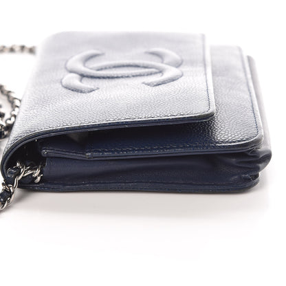 Chanel Caviar Timeless CC Wallet On Chain WOC Dark Blue 15 of 17