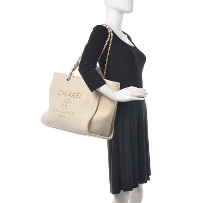Chanel Lurex Boucle Large Deauville Tote White 2 of 9