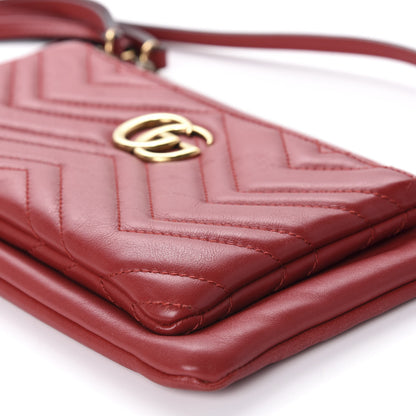 Gucci Calfskin Matelasse Small GG Marmont Double Zip Shoulder Bag Hibiscus Red 7 of 13