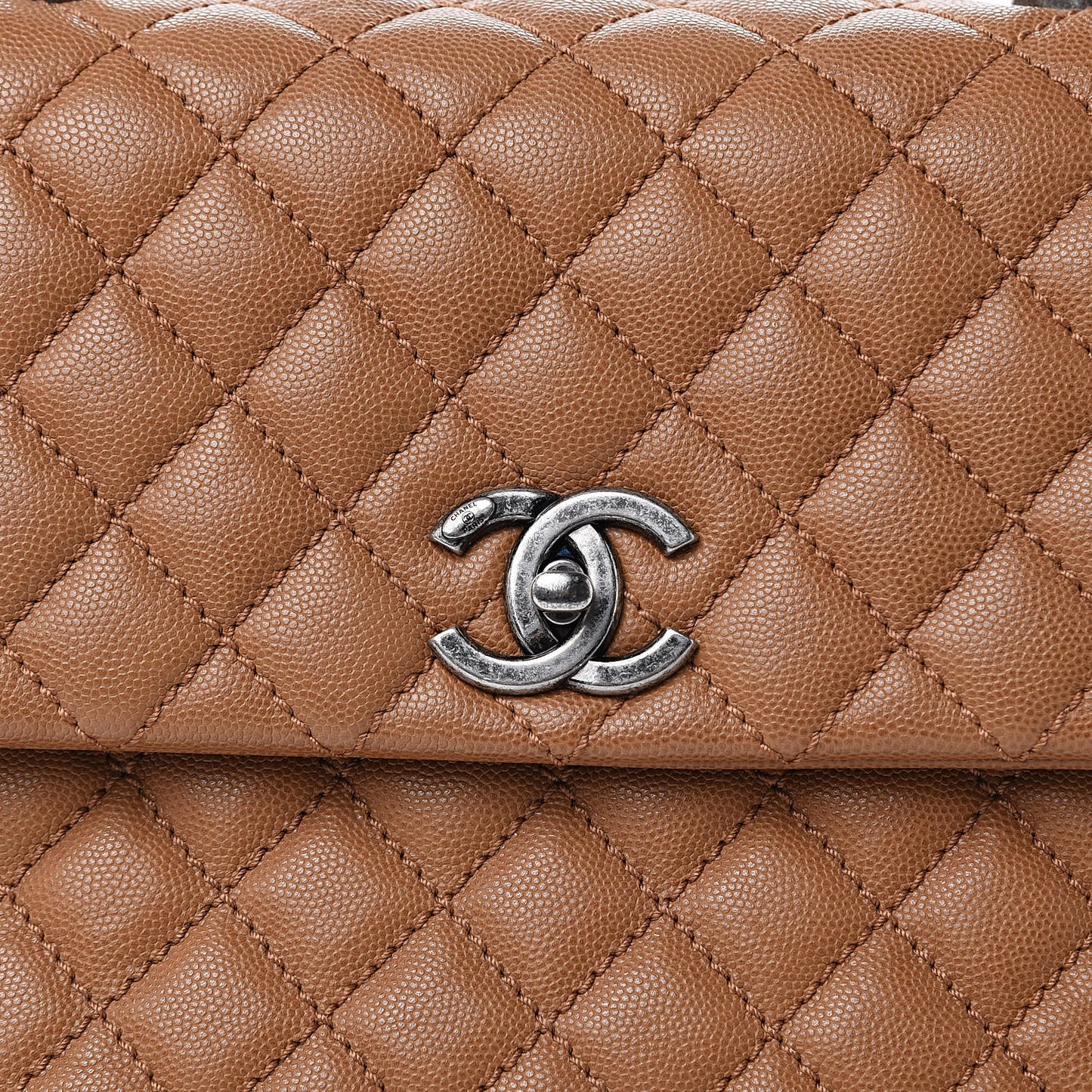 Caviar Quilted Medium Coco Handle Flap Camel
