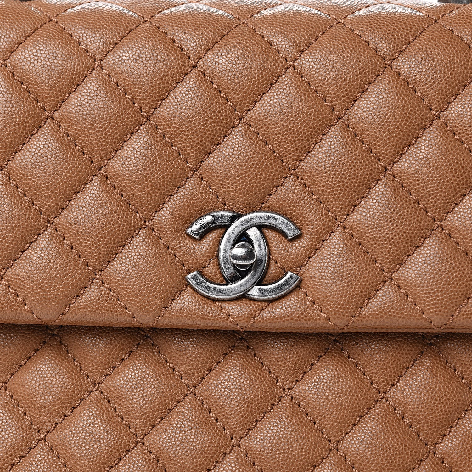Chanel Caviar Quilted Medium Coco Handle Flap Camel 12 of 12