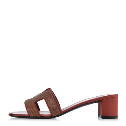 Hermes Suede Goatskin Crystal Powder Oasis Sandals 39 Rouge Tomette 1 of 14