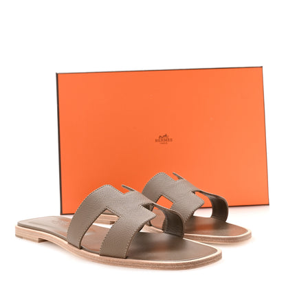 Hermes Epsom Oran Sandals 39.5 Etoupe 9 of 9
