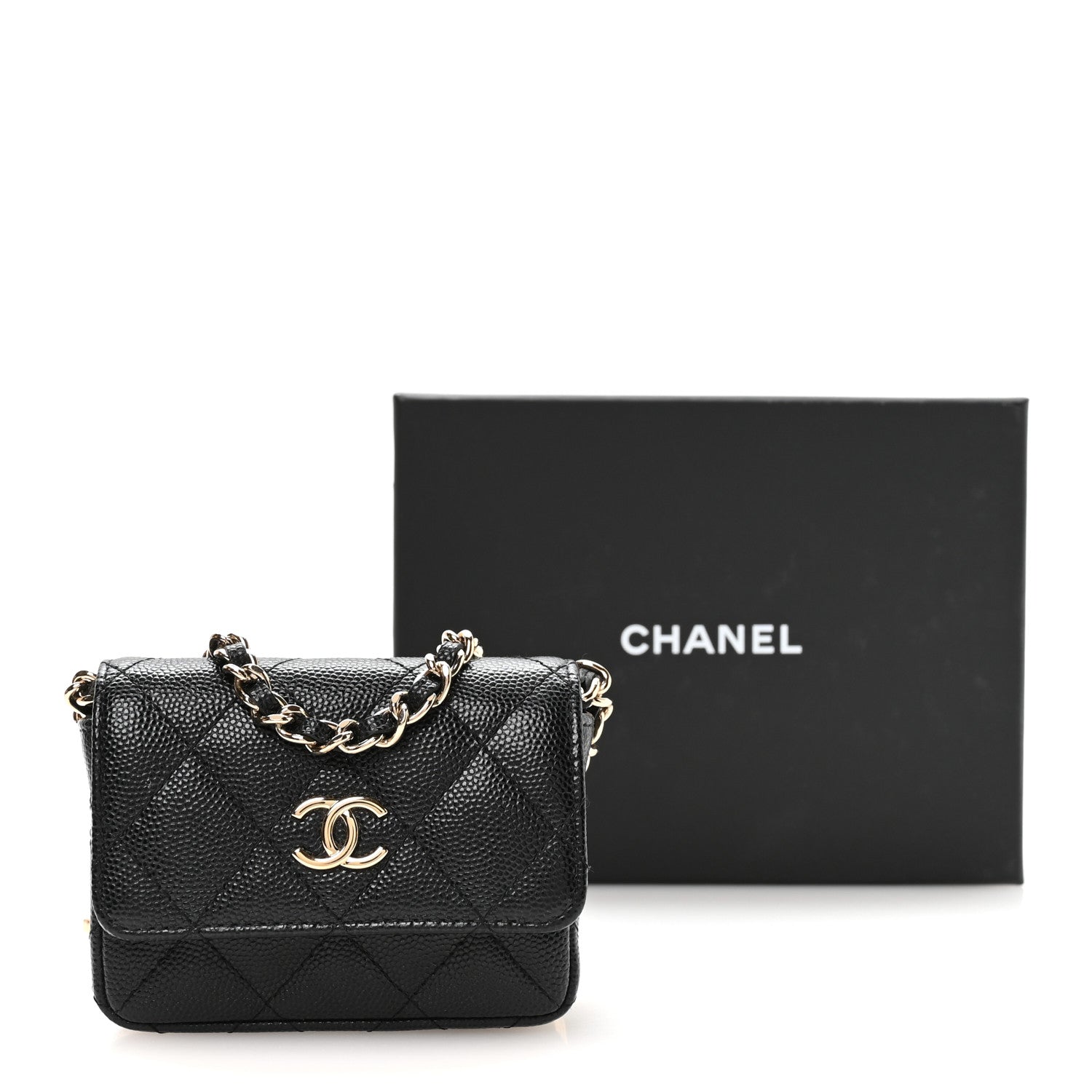 Chanel Caviar Quilted Belt Bag With Charms On Chain Black 12 of 12