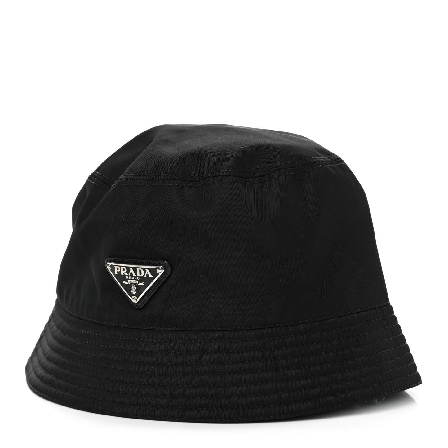 Re-Nylon Metal Triangle Logo Womens Bucket Hat M Black