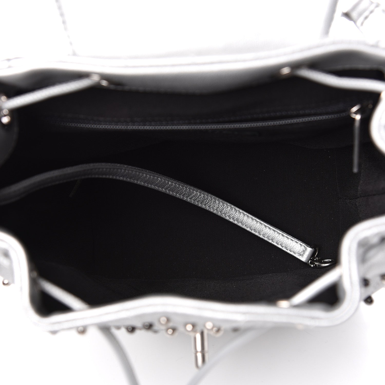 Chanel Metallic Lambskin Chevron Quilted Studded Stud Wars Backpack Silver 5 of 10