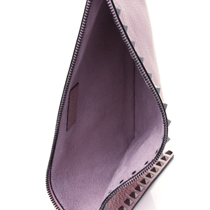 Valentino Garavani Pebbled Calfskin Large Rockstud Zip Pouch Water Rose 4 of 4