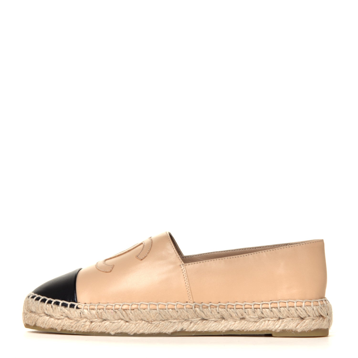 Chanel Lambskin CC Espadrilles 38 Beige Black 2 of 12