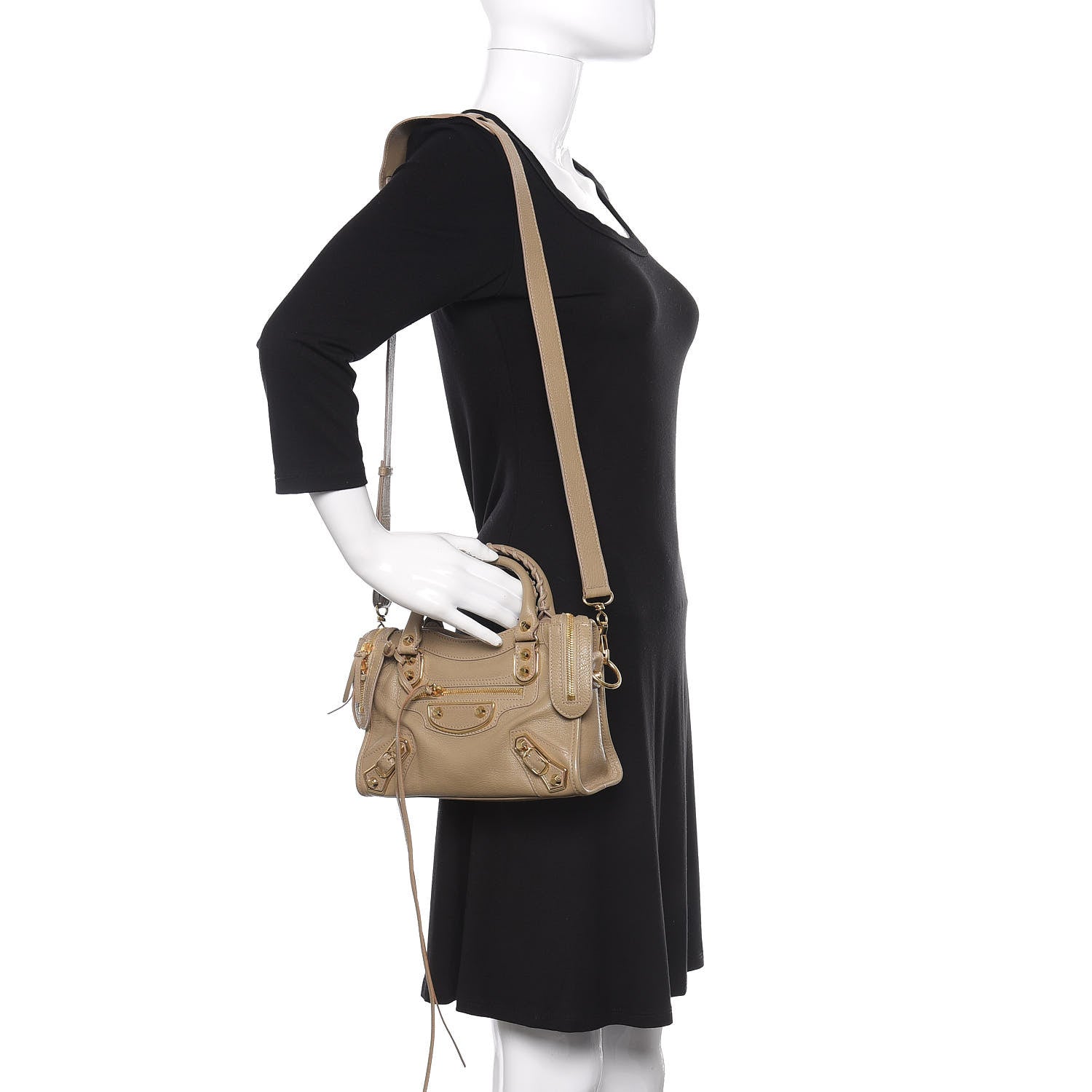 Balenciaga Chevre Gold Metallic Edge Hardware Mini City Beige Latte 2 of 10