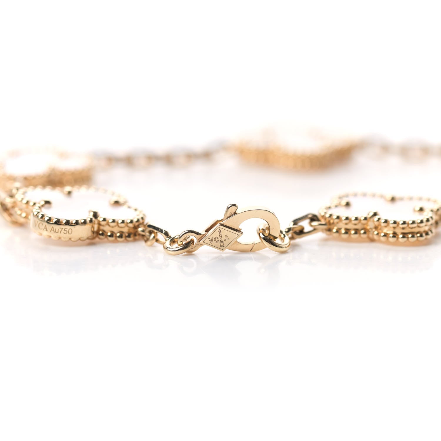 Van Cleef & Arpels 18K Yellow Gold Mother of Pearl 5 Motifs Vintage Alhambra Bracelet 4 of 8