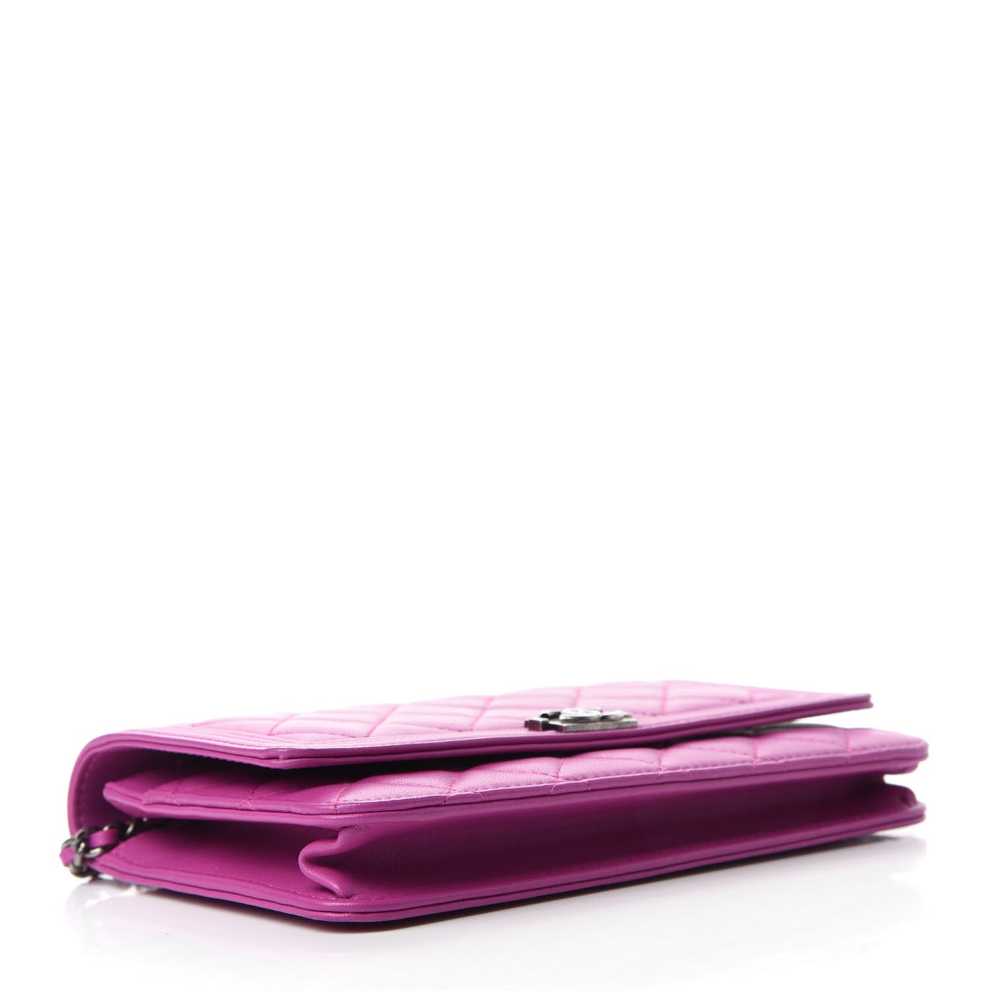 Lambskin Quilted Boy Wallet On Chain WOC Dark Pink