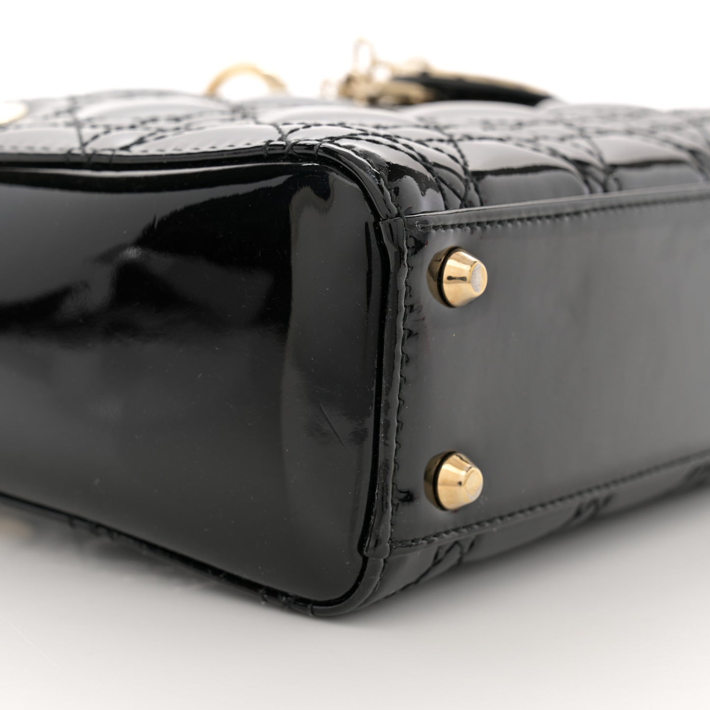 Patent Cannage Mini Lady Dior Black