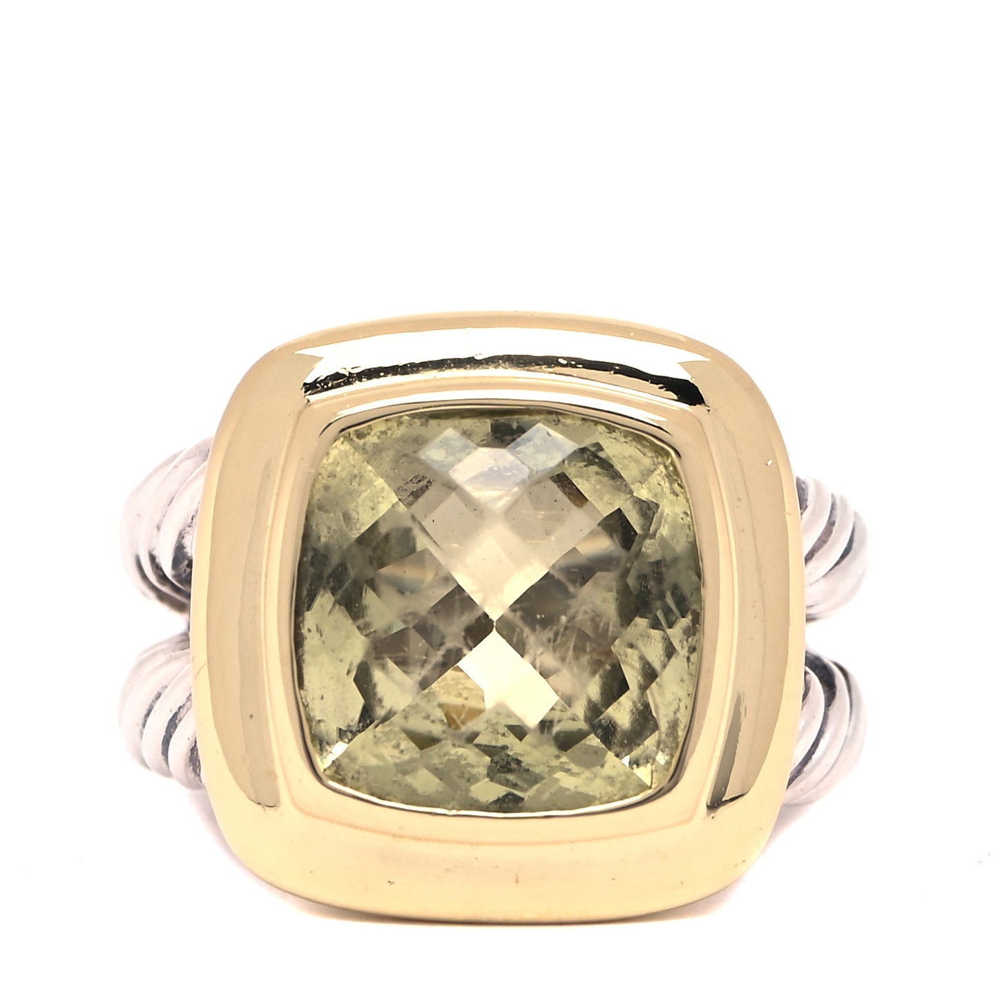 Sterling Silver 18K Yellow Gold Lemon Citrine 11mm Albion Ring 49 5