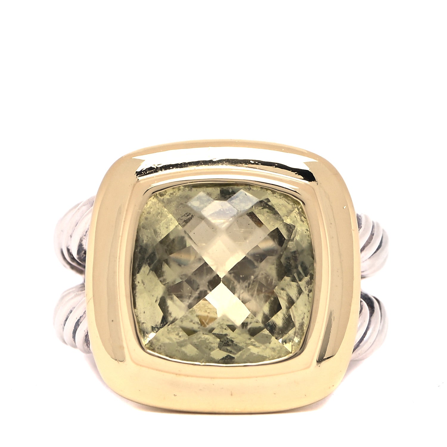 David Yurman Sterling Silver 18K Yellow Gold Lemon Citrine 11mm Albion Ring 49 5 1 of 5