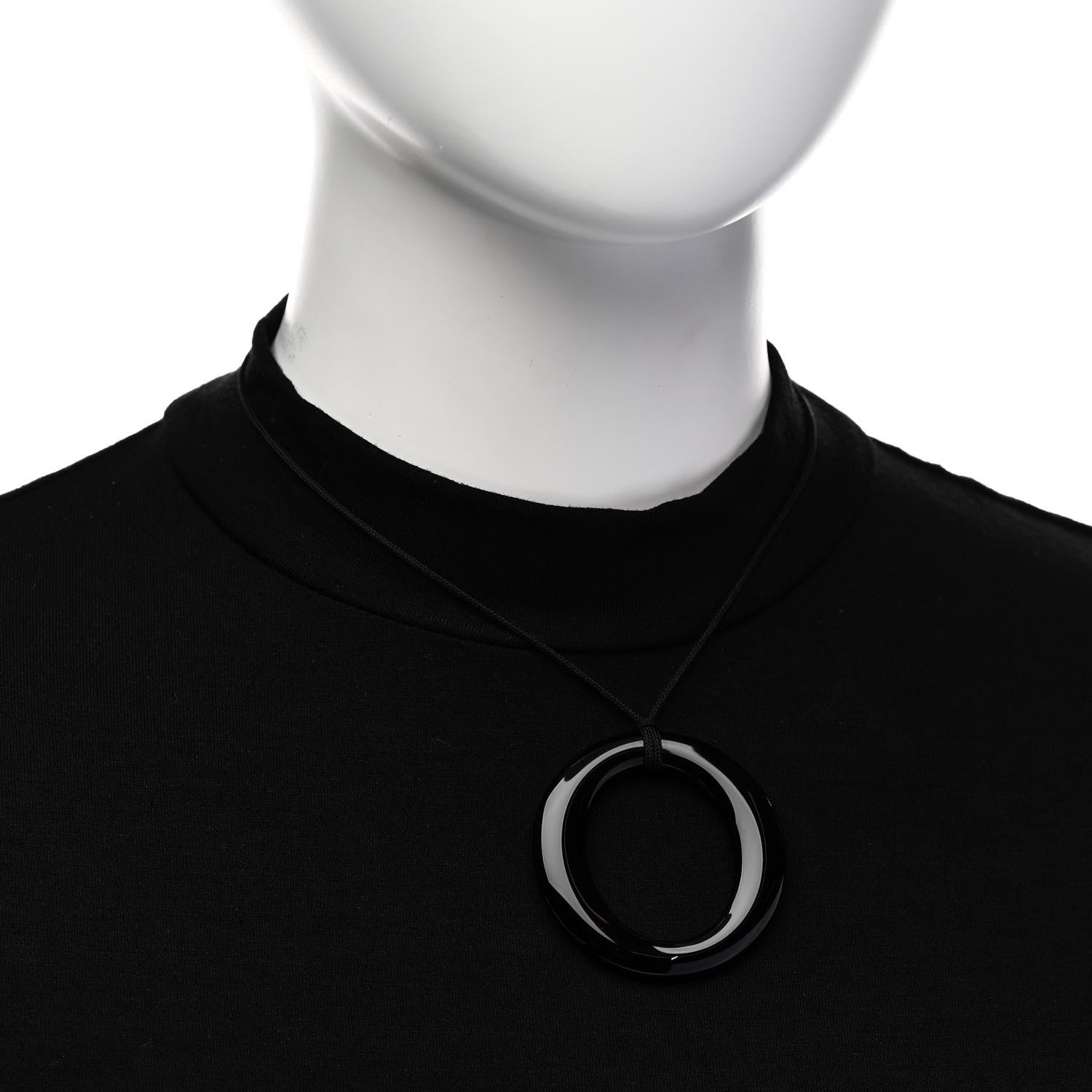 Tiffany Lacquer Hardwood Elsa Peretti Sevillana Pendant Cord Necklace Black 2 of 5