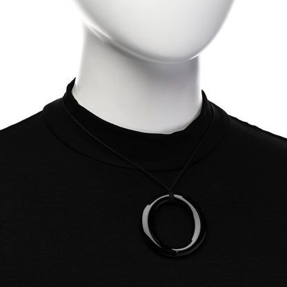 Tiffany Lacquer Hardwood Elsa Peretti Sevillana Pendant Cord Necklace Black 2 of 5