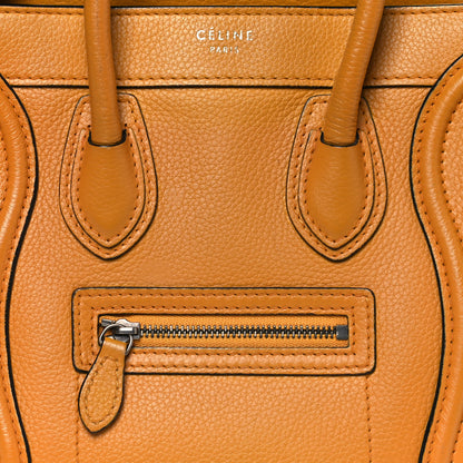 Celine Drummed Calfskin Nano Luggage Ocre 10 of 10
