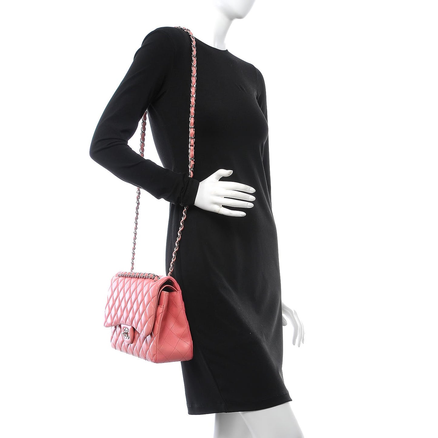 Lambskin Quilted Jumbo Double Flap Pink