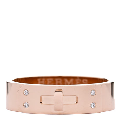 Hermes 18K Rose Gold Diamond PM Kelly Ring 53 6.5 1 of 5