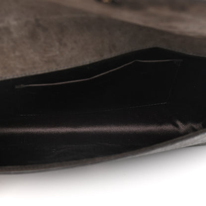 Saint Laurent Metallic Textured Calfskin Large Belle De Jour Clutch Dark Silver 5 of 12