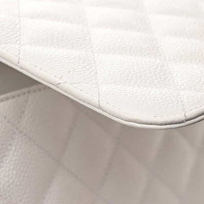 Chanel Caviar Quilted Jumbo Single Flap White 16 of 19