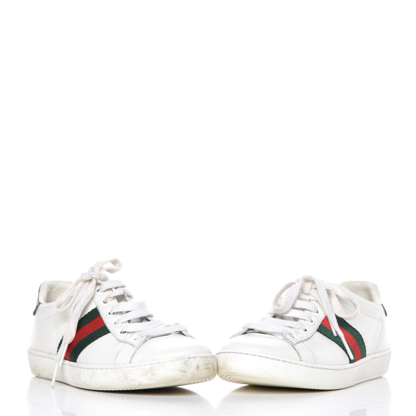 Calfskin Crocodile Web Womens Ace Sneakers 35 White Green