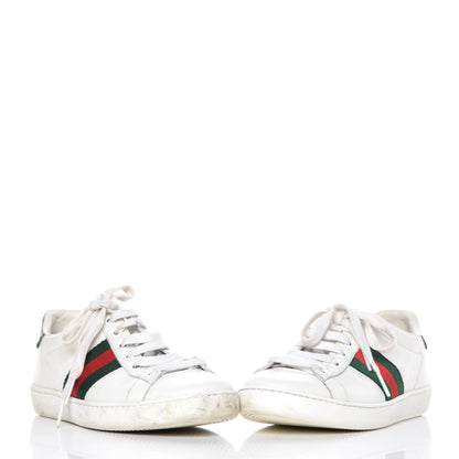 Gucci Calfskin Crocodile Web Womens Ace Sneakers 35 White Green 6 of 20