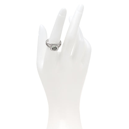 David Yurman Sterling Silver Diamond Prasiolite 7mm Petite Albion Ring 56 7.5 2 of 5