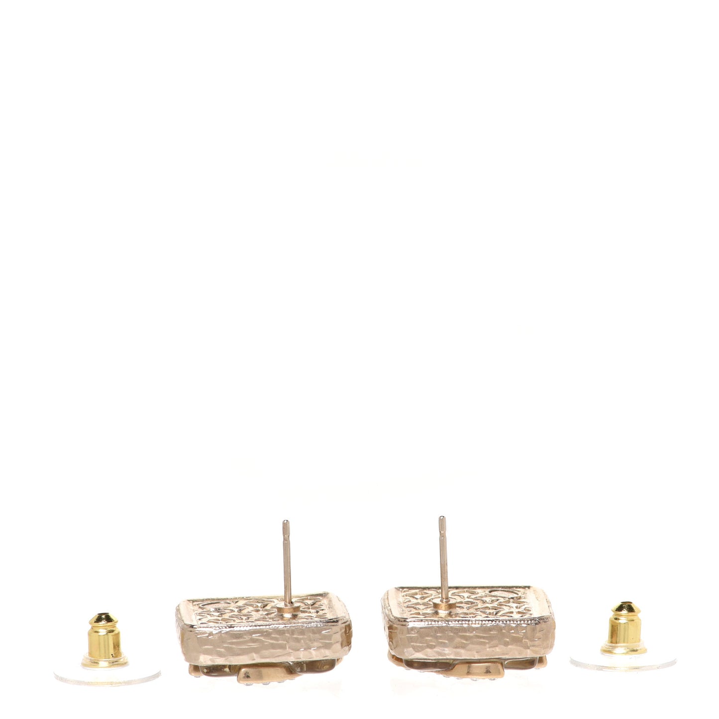 Pearl Crystal CC Square Earrings Gold