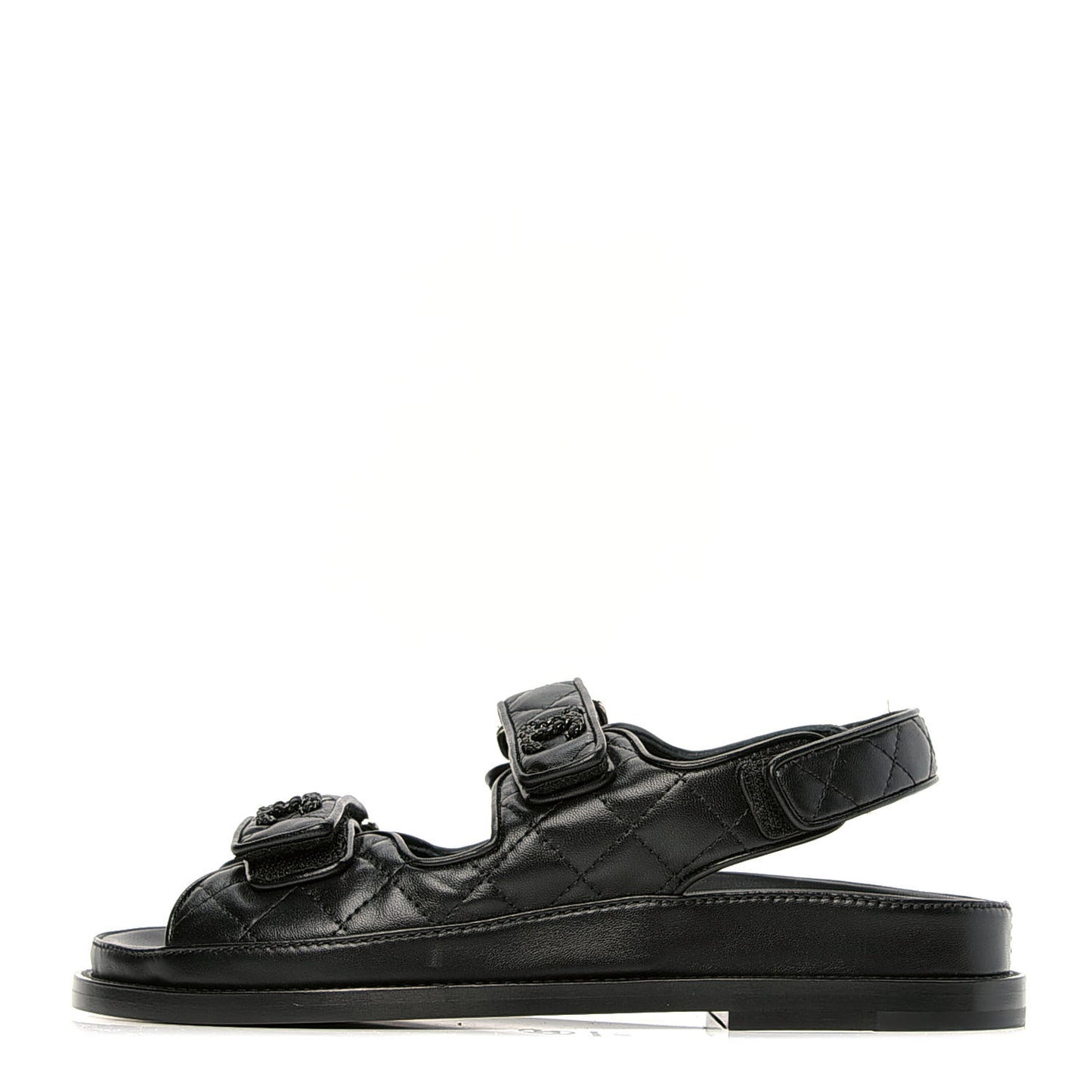 Lambskin Velcro Dad Sandals 36 Black