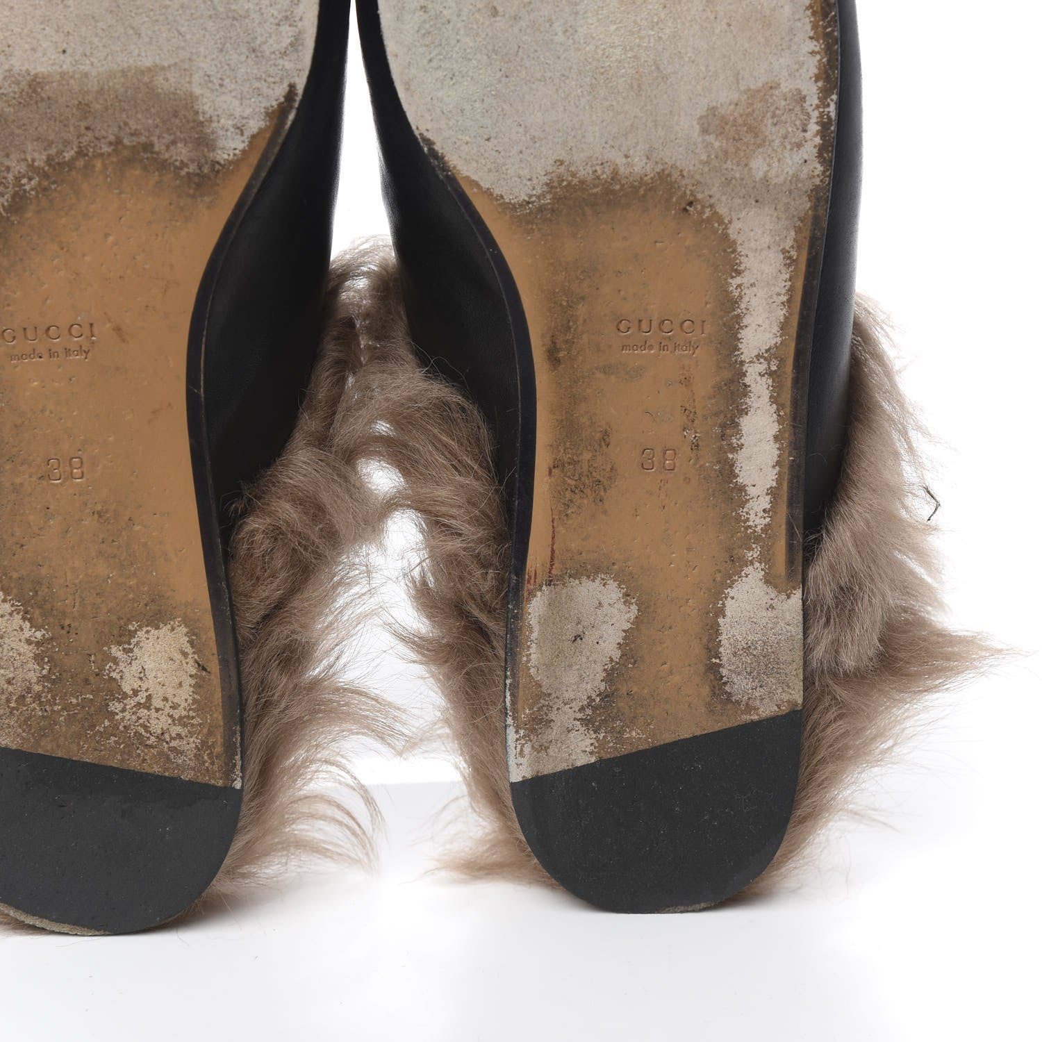 Gucci Calfskin Fur Womens Princetown Slippers 38 Black 12 of 13