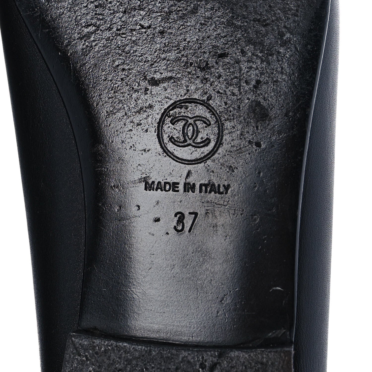 Chanel Lambskin CC Cap Toe Ballerina Flats 37 Black Navy 6 of 8