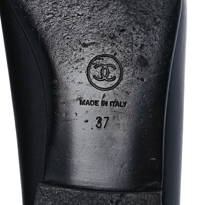 Chanel Lambskin CC Cap Toe Ballerina Flats 37 Black Navy 6 of 8
