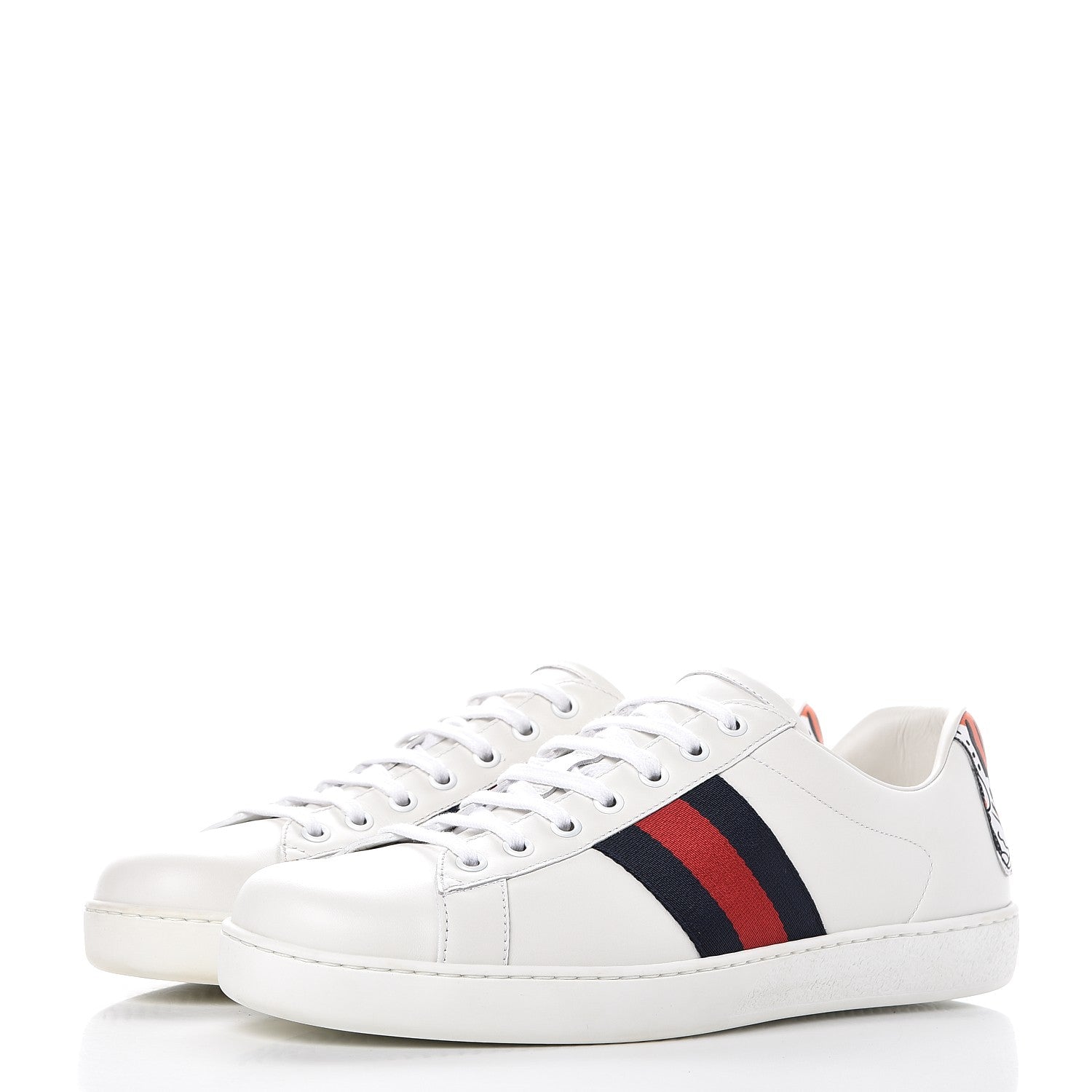 Gucci Calfskin Web Mens Tiger Ace Sneakers 9.5 White 3 of 9