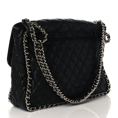Chanel Washed Lambskin Quilted Maxi Chain Around Flap Black 3 of 10