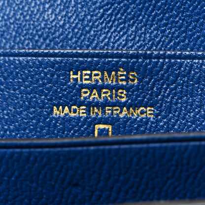 Hermes Shiny Alligator Bearn Gusset Wallet Bleu Izmir 6 of 10