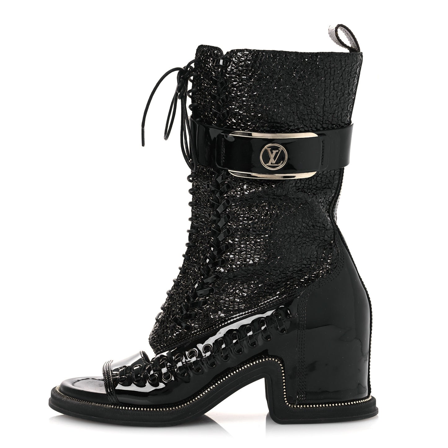 Patent Goatskin Monogram Moonlight Half Boots 37 Black