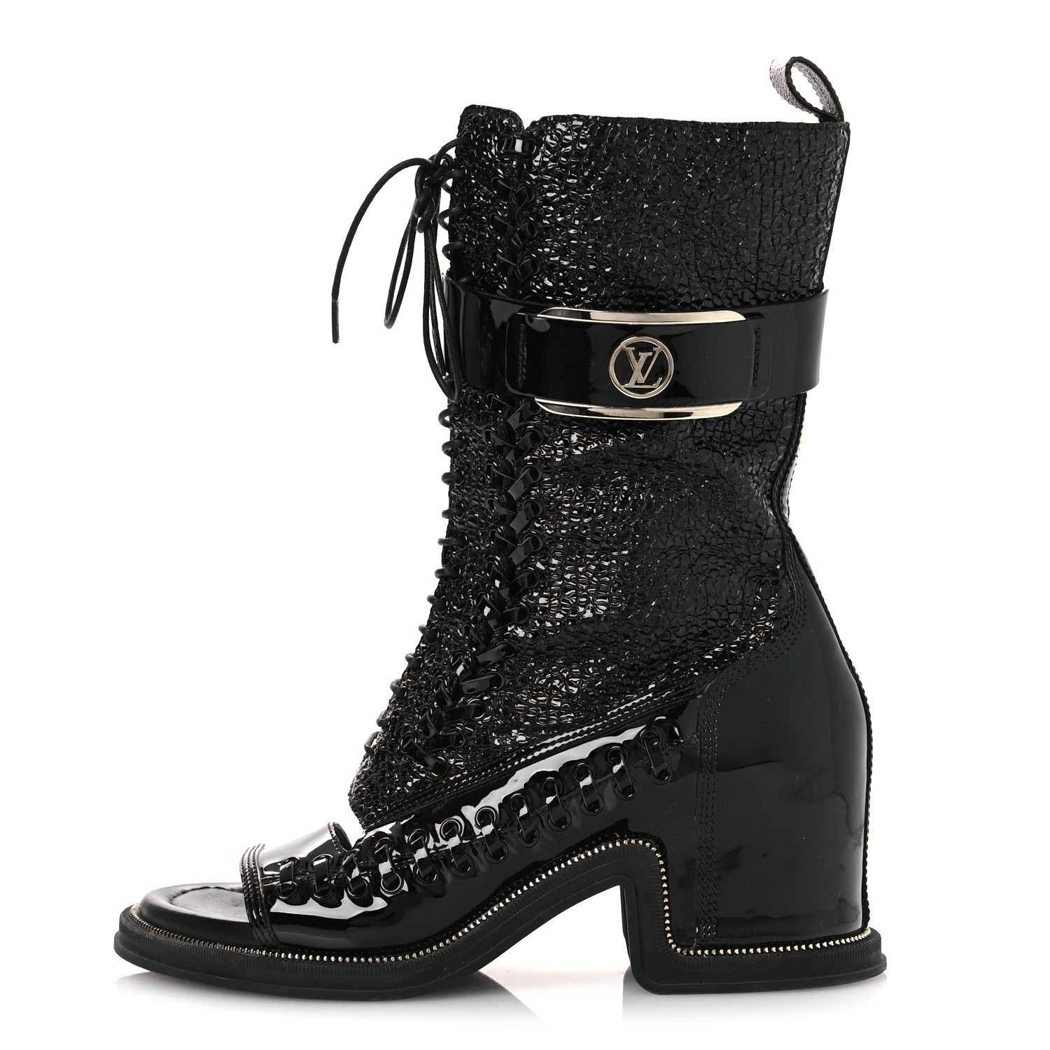 Louis Vuitton Patent Goatskin Monogram Moonlight Half Boots 37 Black 1 of 12