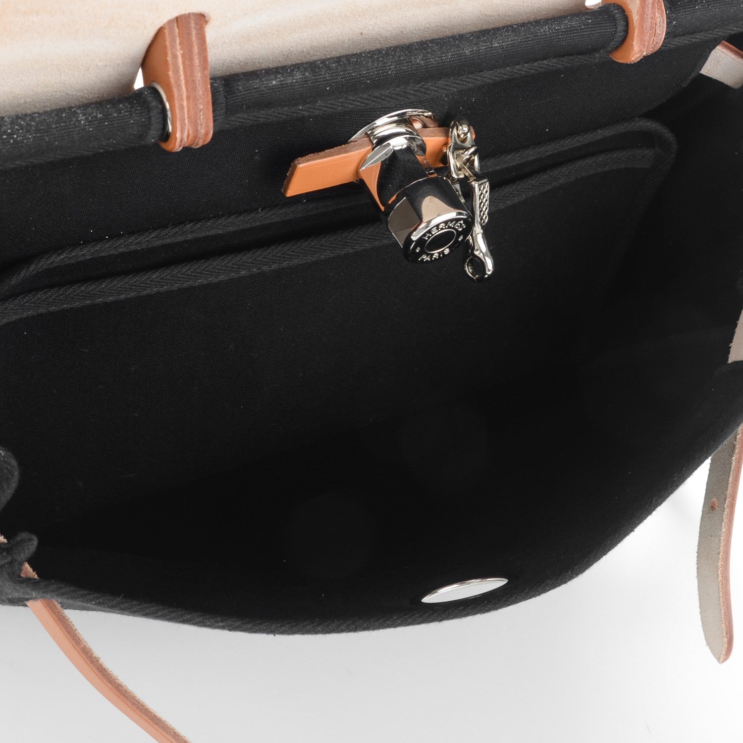 Hermes Toile Vache Calfskin Herbag 30 PM Black Natural 5 of 11