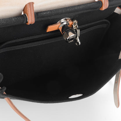 Hermes Toile Vache Calfskin Herbag 30 PM Black Natural 5 of 11